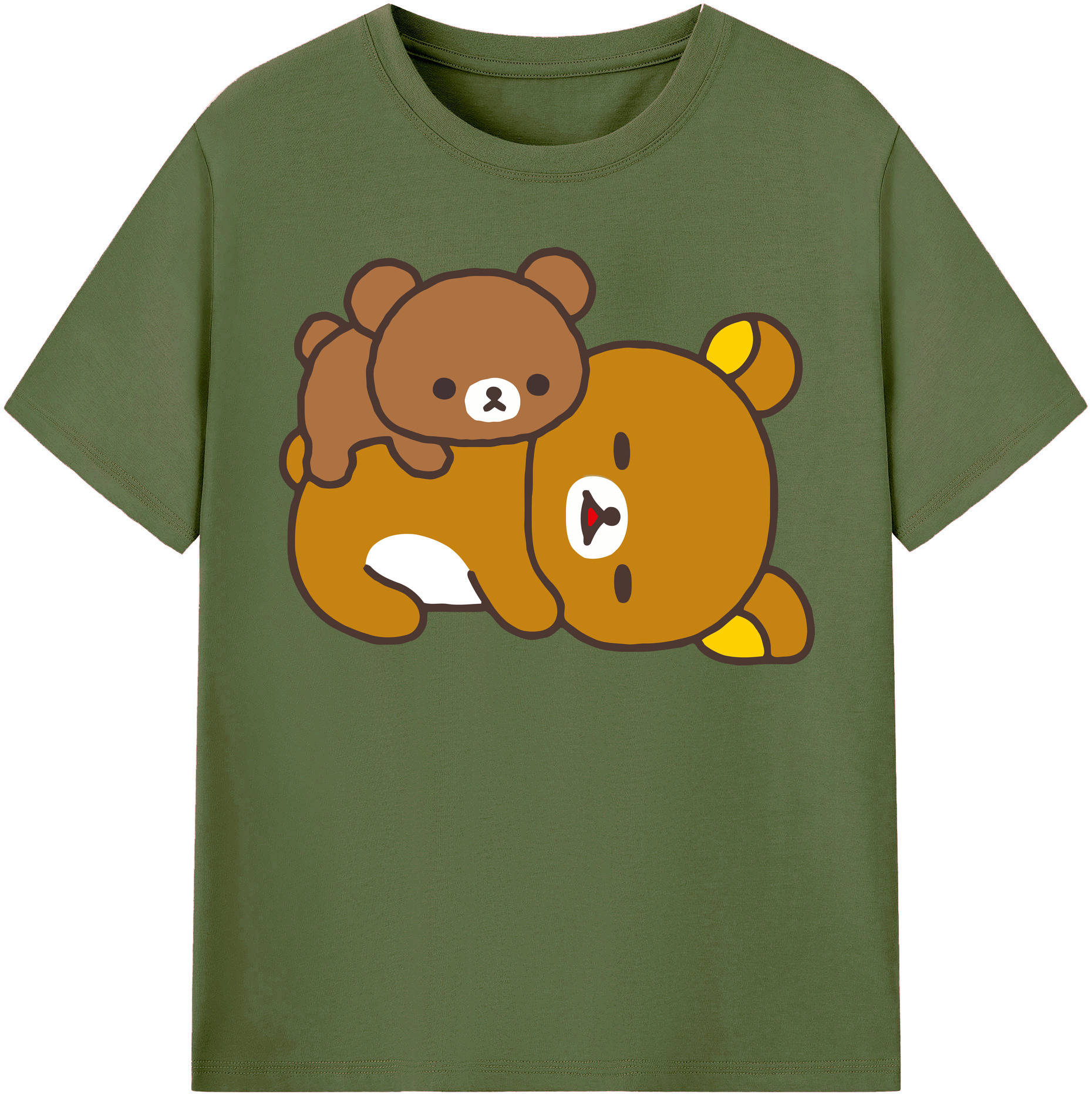 （画像用） リラックマ リラックマ キイロイトリ Rilakkuma Korilakkuma Kiiroitori 綿100％半袖Tシャツ（フロントプリント）